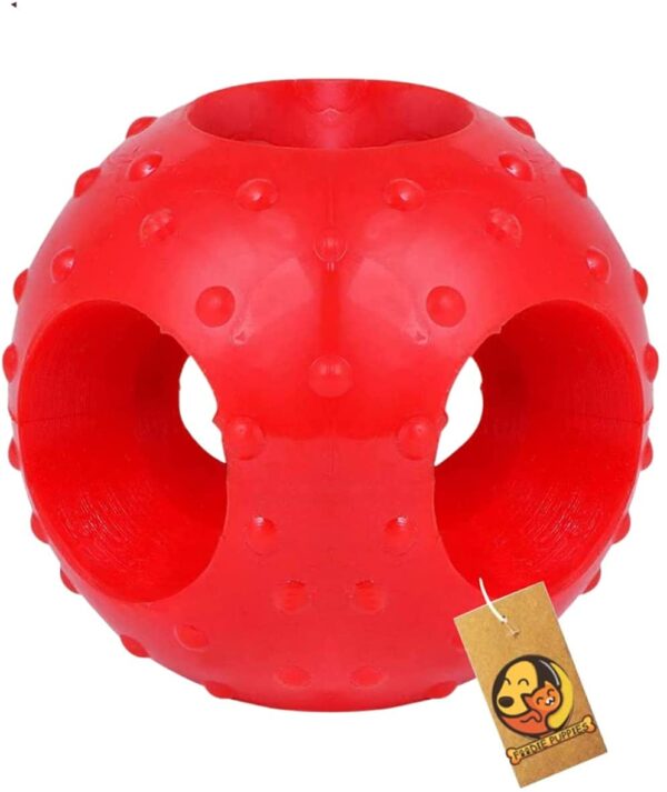 Foodie Puppies Natural Rubber Flavored Hole Ball - 2.35inch/ 6cm Foodie Puppies Natural Rubber Flavored Hole Ball - 2.35inch/ 6cm | Suitable for Small to Medium Dogs and Puppies | Chewing, Teething, and Training Ball Toy