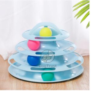 Dog Trust Cat Toy Roller Cat Toys Interactive with Three Colorful Ball Interactive Kitten Fun Mental Physical Exercise Puzzle Toys for Indoor Blue