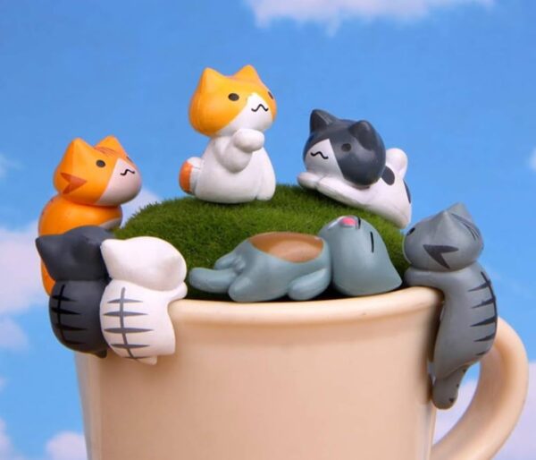 51uet00eoXL._SL1080_.jpg VRB Dec 4 Pcs Miniature Showpiece Set for Home Decor, car Dashboard,Valentine,Living Room,Gifts Figurines,Cake Decoration Items,Figurines for Home Decor. (6 Pcs Lazyy Cat Miniature)