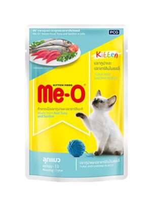 ME-O Pouch Kitten Food - Tuna and Sardine in Jelly ME-O Pouch Kitten Food - Tuna and Sardine in Jelly 80G/48 (Pack of 12, 960g)