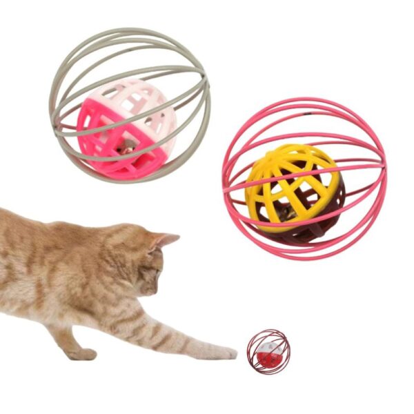 Cat Toys - 2pcs Interactive Cat Balls with Bell, Colorful Cat Toys - 2pcs Interactive Cat Balls with Bell, Colorful Kitten Toys, Cute Caged Bell Rolling