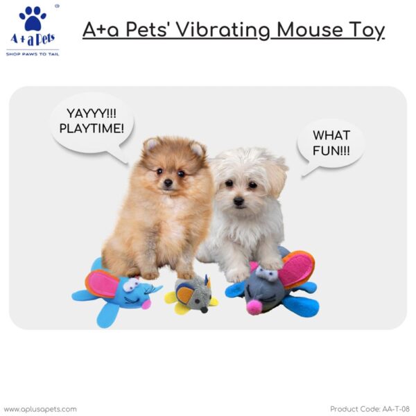 A+a Pets’ Mouse Toy for Dogs and Cats | Vibrating Interactive Fun | Active Moving Self Fun Play (Set of 2)