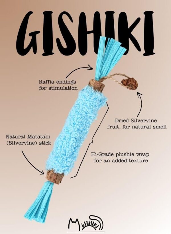 GISHIKI Matatabi Stick for Cats – Plush Silvervine Chew Toy with Natural Raffia,4 Textures for Stress Relief, Play & Dental Health,Catnip Alternative,Handmade, Eco-Friendly, Non-Toxic