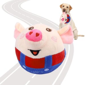 Interactive Talking Pig Plush Toys for Dog - USB Rechargeable & Washable - Musical Pet Toy for Dogs to Play - Vibrating Ball & Plush Pig Dog Toy for Medium & Large Dogs