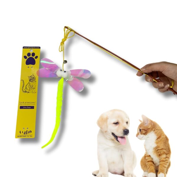 A+a Pets' Cat Wand Teaser Interactive Toy with Feather Tail A+a Pets' Cat Wand Teaser Interactive Toy with Feather Tail Play Toy for Cats, Puppies, and Small Animals (Caterpillar)