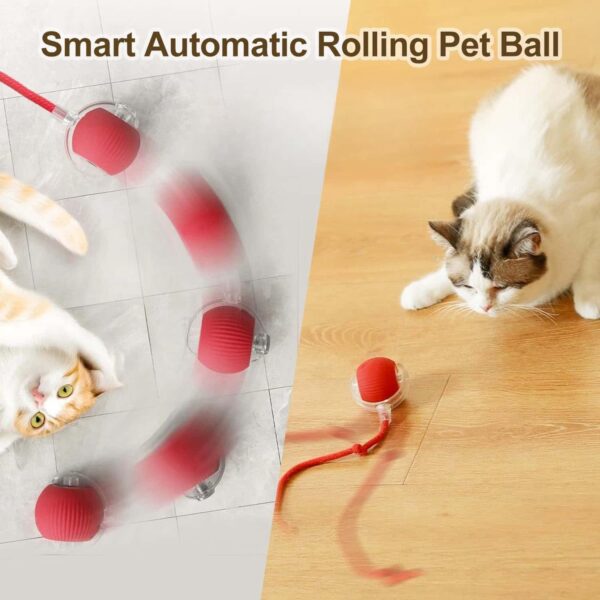 61-OLMu5UL._SL1500_.jpg BELOXY Toy Intelligent Funny 360 Degree Rotatable Toys Rechargeable Rotating Ball with LED Light, Chasing Toy Automatic Rotating Smart Obstacle Avoiding (Pink) (RED)