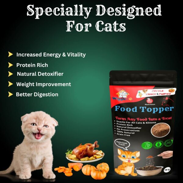 3 in 1 Magical Cat Food Topper || Joy of Best Taste || Chicken, Carrot & Pumpkin Flavour || Grain Free & Protein Rich ||Anti-Oxidant & Natural Dewormer || 70g