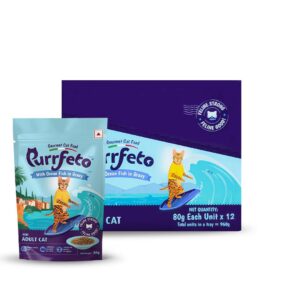 Adult Wet Cat Food | Oceanfish in Gravy |80 GMS (Pack of 12)| Gluten Free | Supports Hydration | Highly Palatable