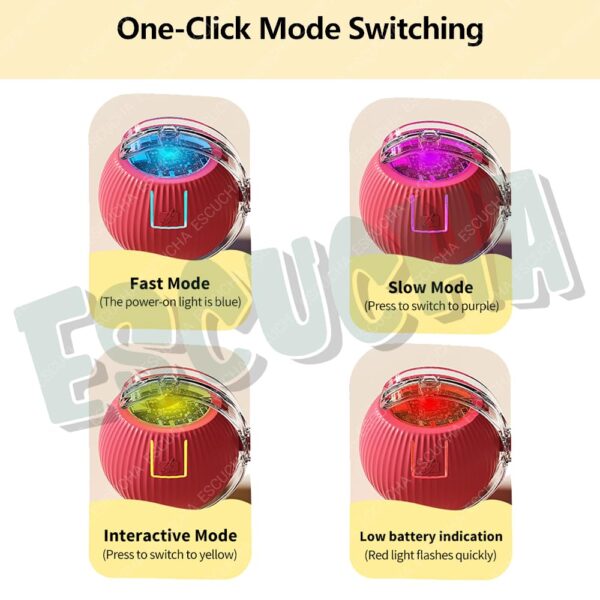ESCUCHA Interactive Cat Ball Toy with Rope Tail, Smart Rolling Ball for Indoor Cats and Dogs (Multicolor)