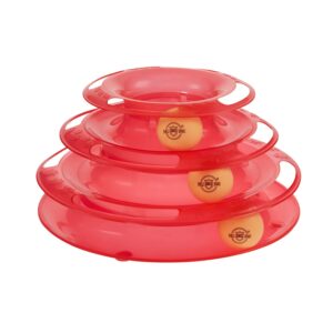 Amazon Basics Interactive 3-Layer Tower Track Roller Toy for Cats and Kittens | Detachable Tracks | Anti-slip Mats | Bright, Colourful Balls | Multicolour