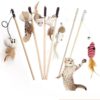 PETS EMPIRE Wooden Cat Wand, Interactive Feather Toy, Wood Teaser PETS EMPIRE Wooden Cat Wand, Interactive Feather Toy, Wood Teaser Wands, Pet Fishing Rod with Feathers, Fun Catcher Cats Stick Toy, Kitty Activity Teaser for Cats, Kitten -1N (Color May Vary)