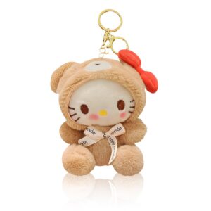Plush Keychain Featuring a Cute Plush Bear Head Cat Perfect for Bags Purses Or As a Soft Toys Plush Toys Gift for Women Girls