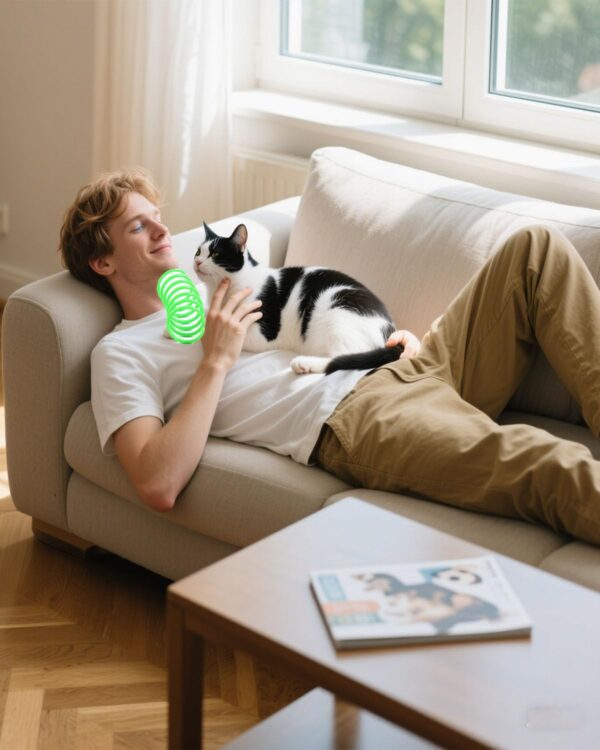 8 PCS Cat Springs, Interactive Cat Toy Set, Includes 2 Mouse Figurines, 4 Colorful Springs, 2 Crinkle Balls, Durable and Safe for Indoor and Outdoor Play, Cats