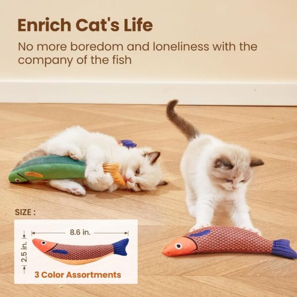 611jPXAEssL.jpg D&C PAWS Catnip Fish Toy for Cats Soft and Durable, Interactive Cat Kicker Toys for Indoor Kitten Exercise 8 Inches Teething Chew Toy for All Breeds (Pack of 1 Pcs, Multicolor)