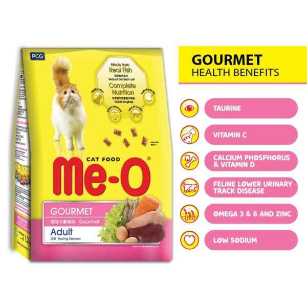 Me-O Dry Cat Food, Gourmet Flavor (1.1 Kg), Adult