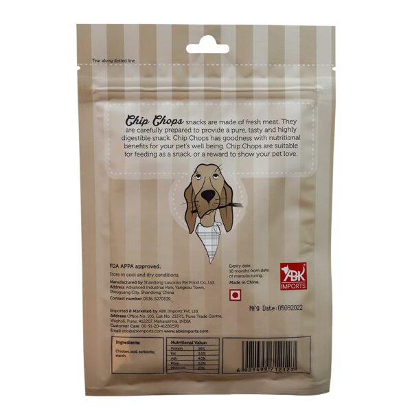 612H3nrW1GL._SL1000_.jpg Chip Chops Chicken & Codfish Sandwich Stick Dog Treat | High Protein, Easily Digestible Snack | Supports Overall Health | Suitable for All Dog Breeds & Ages, 70G