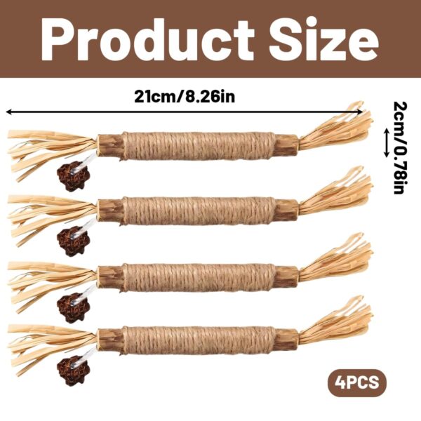 Cat Toys, 4Pcs Cat Chew Toy, Cat Playing Toys for Indoor, Stick for Cats with Sisal Rope and Gall Fruit, Natural Catnip Alternative