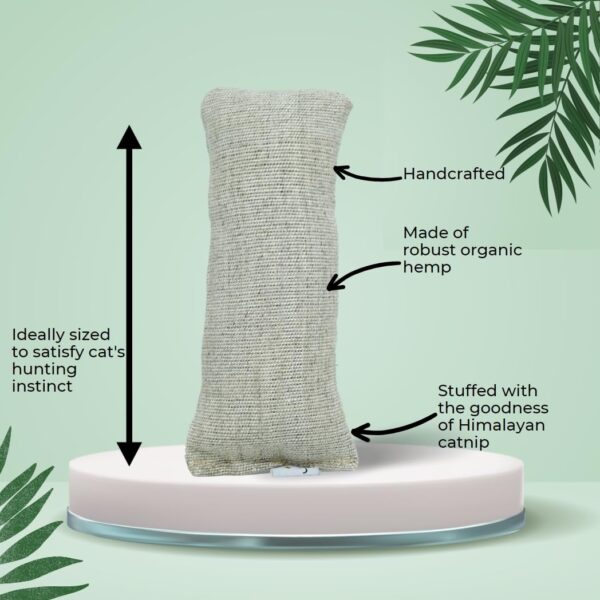 Catnip Toy for Cats I Organic Hemp Fabric I Safe & Non-Toxic I High Potency I Cats Stimulant I Grown in India I Kicker Toy