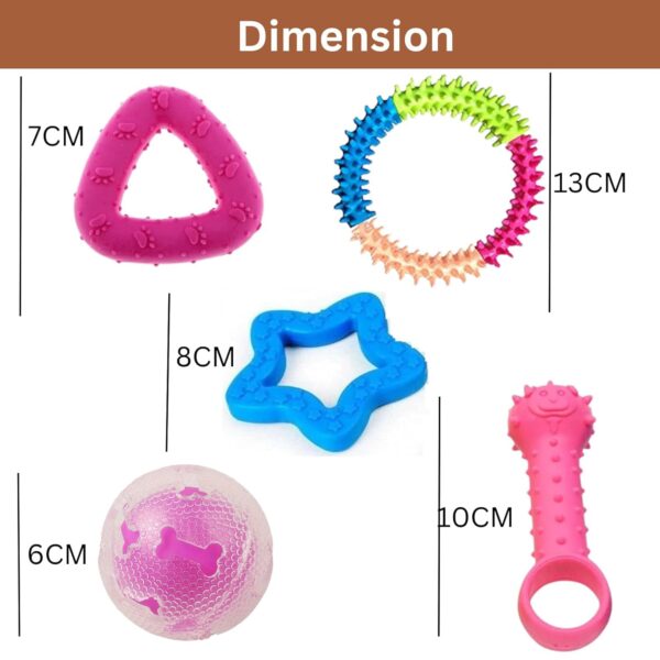 emily pets Dog Chew Combo of 10pcs Rubber Ring, Teether,Dumble Teether & Latex Non-Toxic for Dog & Puppy (Color May Vary)