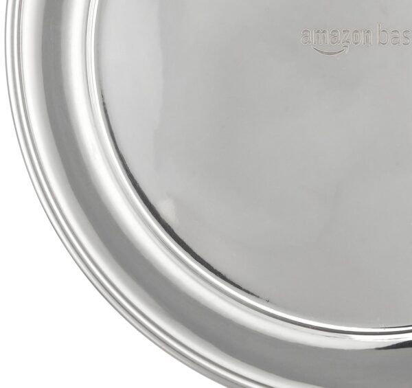 Amazon Basics Heavy Dog Bowl | Large Stainless Steel Food Bowl for Dogs, Cats and Pets (Pack of 2 x 1600 ml)