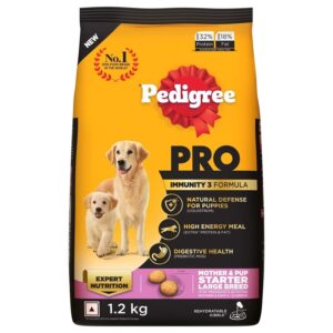 Pedigree PRO Mother & Pup Starter Large Breed, 1.2 kg Dry Dog Food, Vet Trusted Brand, Expert Nutrition, Quality Protein, 33% More Nutrients (3-12 Weeks)