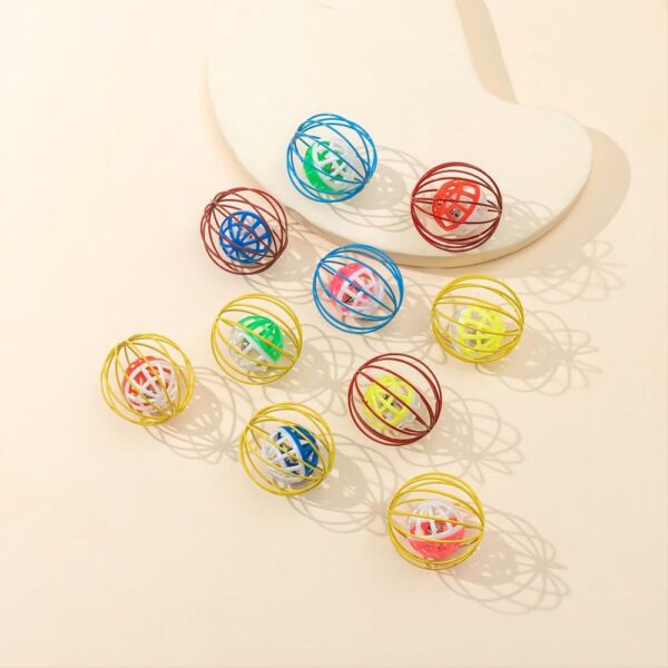 615SfqKjPrL._SL1000_.jpg Cat Toys - 2pcs Interactive Cat Balls with Bell, Colorful Kitten Toys, Cute Caged Bell Rolling