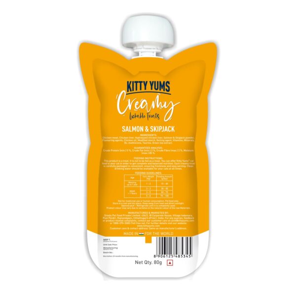 Kitty Yums Creamy Salmon&Skipjack Cat Treat (80G X12),960G Pack,All Life Stages