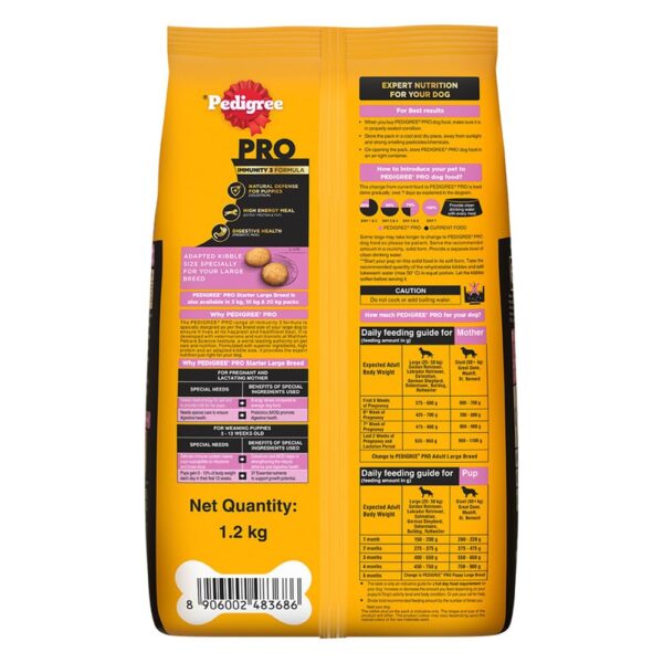 Pedigree PRO Mother & Pup Starter Large Breed, 1.2 kg Dry Dog Food, Vet Trusted Brand, Expert Nutrition, Quality Protein, 33% More Nutrients (3-12 Weeks)