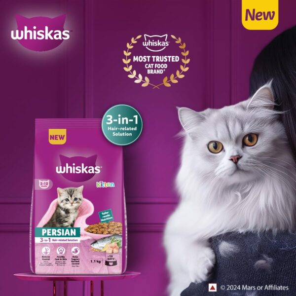 617CrCFOyuL._SL1001_.jpg Whiskas Persian Kitten (2-12 Months) Dry Cat Food, 6.8kg, 100% Complete & Balanced Tailor Made Nutrition, Reduces Hairfall, for Healthy Coat & Skin