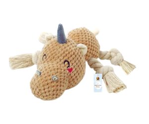 Foodie Puppies Plush Squeaky Rope Toy - (Beige Unicorn) | Foodie Puppies Plush Squeaky Rope Toy - (Beige Unicorn) | Non-Toxic, Soft, Stuffed, Teething, Playful, Cuddly Rope Toy | Plush Toys for Small to Medium Dogs and Puppies (Size: 14cm)