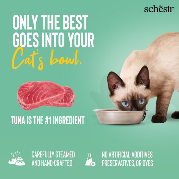 618hCJ8ykEL._SL1500_.jpg Schesir Tuna Natural Style Cat Wet Food – Premium High-Protein Tuna Fillets, 85g 100% Natural, Grain-Free, Omega-Rich Nutrition(Pack of 3)