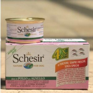 Heads Up For Tails Schesir Canned Chicken Fillets with Lamb Wet Dog Food - 340 G (Pack of 4),Adult