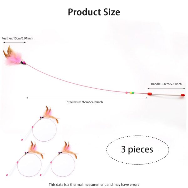3-Piece Cat Toy, Flying Bird Toy for Cat with Feather ，Interactive Cat Small Bell for Persian, Durable Pet Stick, Fun Catcher Cats Stick ，Suitable for Both Indoor and Outdoor Use