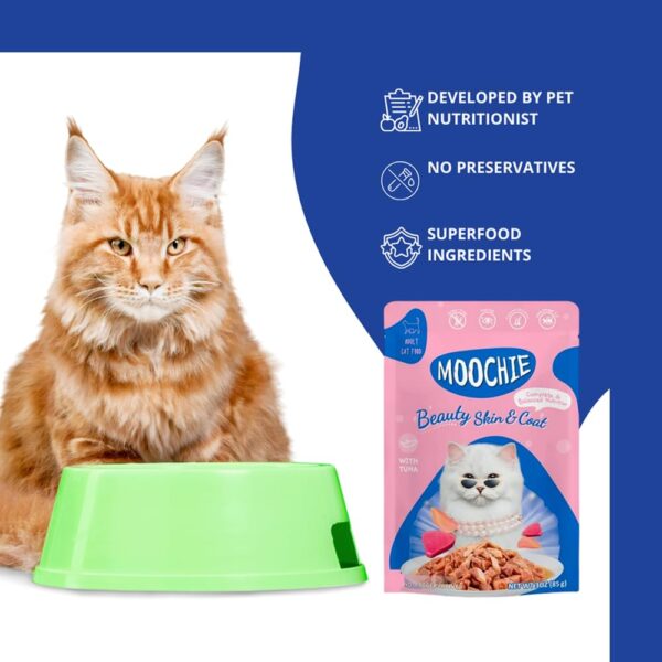 Moochie Tasty Wet Cat Food, (85g X 6 Pouches) Grain Free Cats Gravy Meal, Beauty Skin & Coat with Tuna, No Artificial Flavours Kitten Food, Non-Vegetarian Cat Foods Pouch for Kittens