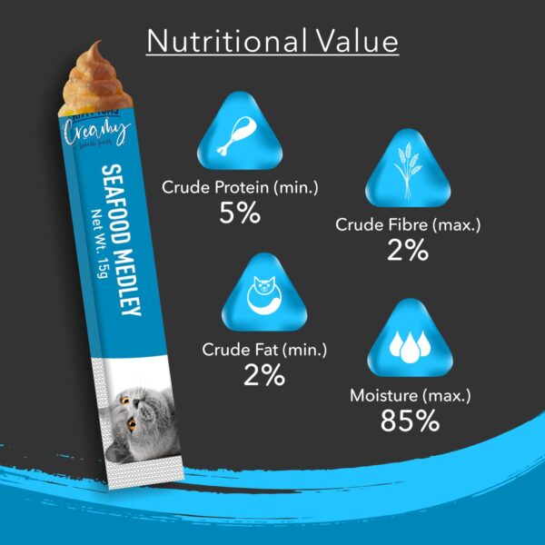 Kitty Yums Creamy Lickable Cat Treats,Seafood Medely 360Gm(15g x24 Pcs)| Rich in Protein,Taurine for Heart & Vision,Ideal for Training and Bonding, Promotes Hydration|Treats for Kitten and Adult Cat