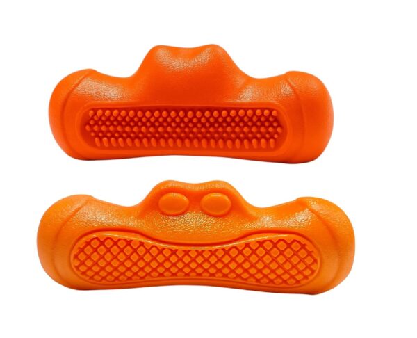 61BRkD7reHL._SL1417_.jpg The Pets Company Indestructible Dog Chew Toy | Durable TPR Rubber Pet Toy for Aggressive Chewers | Strong, Non-Toxic, Teeth Cleaning, Squeaky Roller Toy for Large Dogs - 6.3 Inches (Colour May Vary)