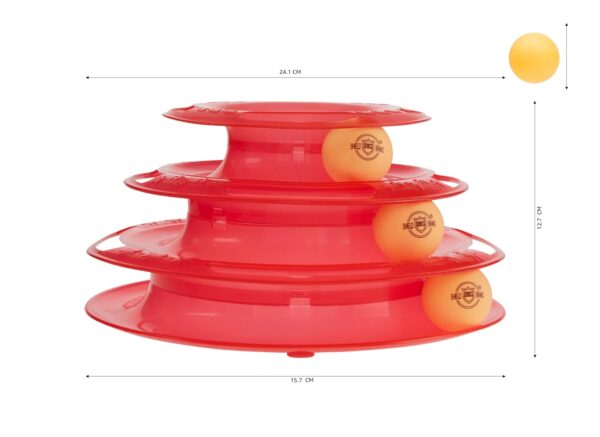 Amazon Basics Interactive 3-Layer Tower Track Roller Toy for Cats and Kittens | Detachable Tracks | Anti-slip Mats | Bright, Colourful Balls | Multicolour