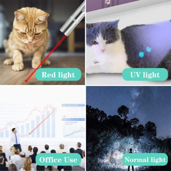 61C0KqNz2L._SL1024_.jpg Qpets® Cat Chasing Toy, USB Laser Pointer for Chasing Interactive Cat Toy 3 in 1 Laser Pen Checking Cat Skin/White Light Illumination/5 Patterns