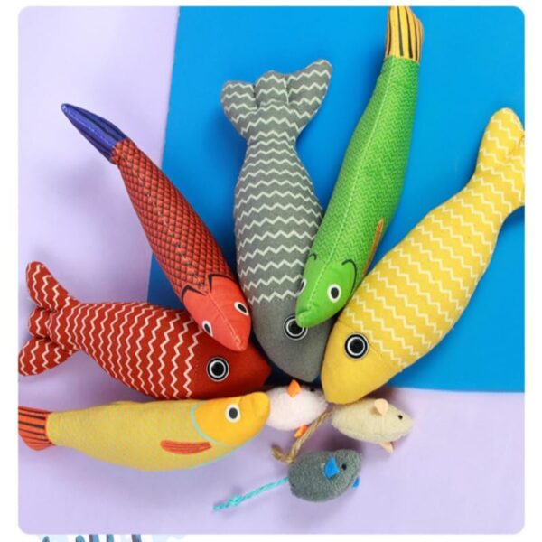 61C1VVnsdL.jpg D&C PAWS Catnip Fish Toy for Cats Soft and Durable, Interactive Cat Kicker Toys for Indoor Kitten Exercise 8 Inches Teething Chew Toy for All Breeds (Pack of 1 Pcs, Multicolor)