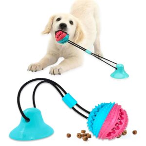Interactive Toy | Suction Cup Chew Toy for Aggressive Chewers Interactive Toy | Suction Cup Chew Toy for Aggressive Chewers | Treat Dispensing Squeaky Dog Toy for Stimulation and Self-Playing | Tug of War Rope With Teeth Cleaning Ball
