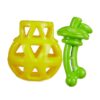 Amazon Basics Dog Toys (Set of 3) - Red Hole Ball, Squeezy Pear Fruit Toy and Twisted Pull Ring | Interactive Play for Dogs & Puppies