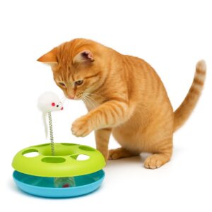 The Pets Company Toy with Ball Bell and Feather Mouse Attached for Cats and Kittens | Interactive Fun Toy for Training, Activity | Stimulates Play, Ideal For Exercise of Cats & Kittens(Color May Vary)