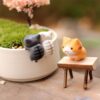 BHOOLU&GOOLU Plastic Lazy Cats Fantasy Showpiece, 3-4Cm, Multicolour, Pack Of 6