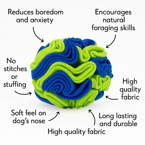 61DvFvGOUFL._SL1024_.jpg The Pets Company Snuggle Snuffle Dog Feeder Ball – Interactive Puzzle Toy for Dogs, Mental Stimulation, Anxiety Relief, Slow Feeding, Machine Washable, Treat Dispenser, Multicolor - 6 Inches