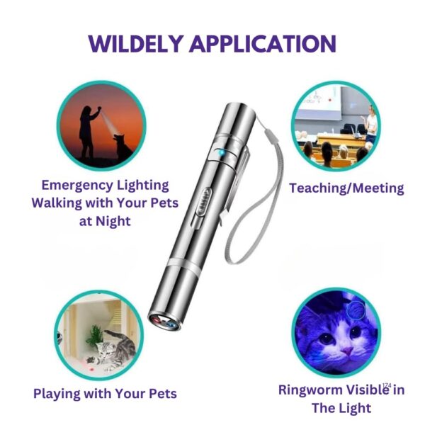 61Fhdwwzx7L._SL1000_.jpg USB Rechargeable Cat Laser Toy – 7-in-1 Interactive Laser Light Pointer – Multi-Pattern Lazer Lights for Cats – Cat Toys Play – Powerful Stimulation Toy with UV Light & Flashlight