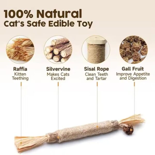 61FzDEAQzIL._SL1080_.jpg Silvervine Stick for Cats with Sisal Rope and Gall Fruit, Natural Catnip Alternative, Cat Chew Toy Set of 3 Silvervine Sticks 21 Cm Each