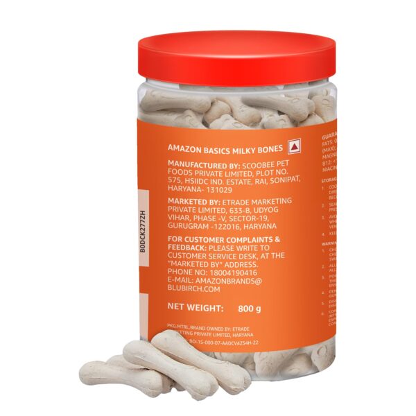 61HbFz1AHvL._SL1500_.jpg Amazon Basics Dog Calcium Bones | for All Breeds | Milky Bones | 800 g | All Life Stages