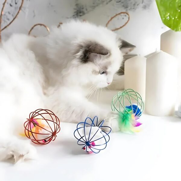 PETS EMPIRE Playing Kitten Pet Supplies Plush Mouse Ball False Mice Cat Toys Rat in Cage (Pack of 2)