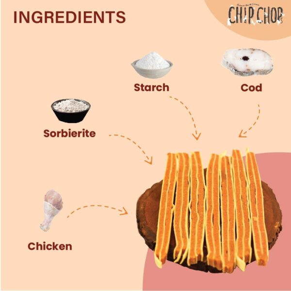 61IgV2ZnsFL._SL1000_.jpg Chip Chops Chicken & Codfish Sandwich Stick Dog Treat | High Protein, Easily Digestible Snack | Supports Overall Health | Suitable for All Dog Breeds & Ages, 70G