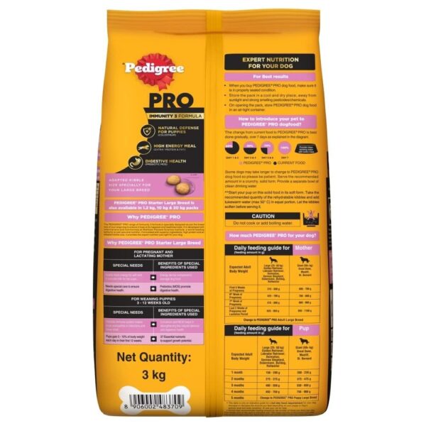 Pedigree PRO Mother & Pup Starter Large Breed, 3 kg Dry Dog Food, Vet Trusted Brand, Expert Nutrition, Quality Protein, 33% More Nutrients (3-12 Weeks)